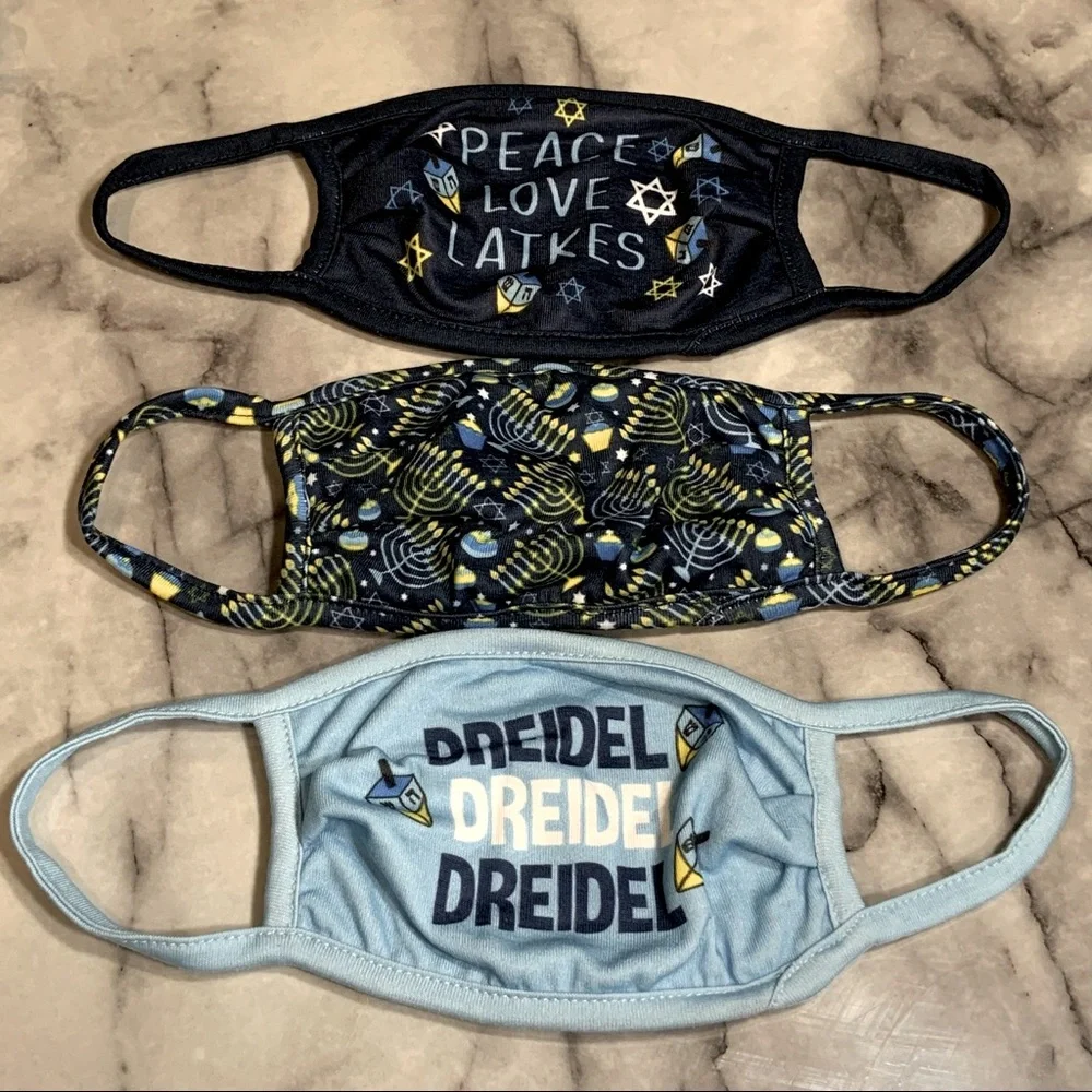 Nolan Originals Jewish-Themed Chanukah Youth Face Masks 3-Pack